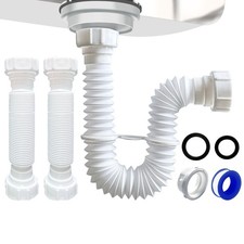 1-1/2" Sink Drain Pipe 2 PACK, Flexible Drain P Trap, 7.5"-17.7" Flexible Und...