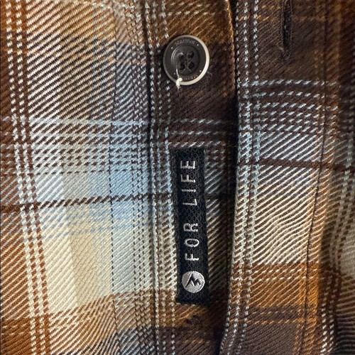 Marmot Men's Checkered Shirt Jacket - Blue and Brown. Medium - Picture 3 of 6
