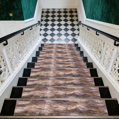 Imitation Cracked Soil Patterned Stair Mat, Soft And Durable, Machine Washable