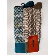 Missoni Zigzag Dress Socks in Teal Brown