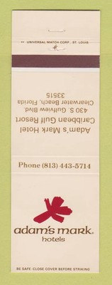 Matchbook Cover - Adam's Mark Hotel Caribbean Gulf Resort Clearwater Beach FL