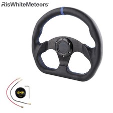 D Shape Horn Button Leather 6 Holes Flat Drift Racing Universal Steering Wheel D Shape Horn Button Leather 6 Holes Flat Drift Racing Universal Steering Wheel