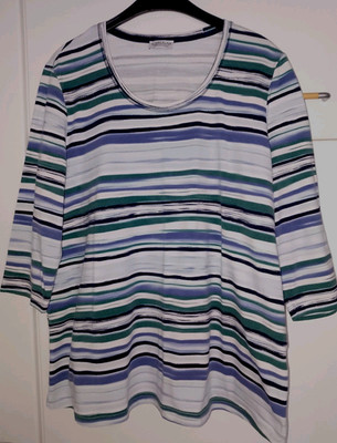 GINALAURA Shirt Gr.46/48 Dreiviertelärmel Blau/Grün Baumwolle/Elasthan neuwertig