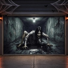 7 X 16 ft Halloween Garage Door Cover Female Ghost Outdoor Decor