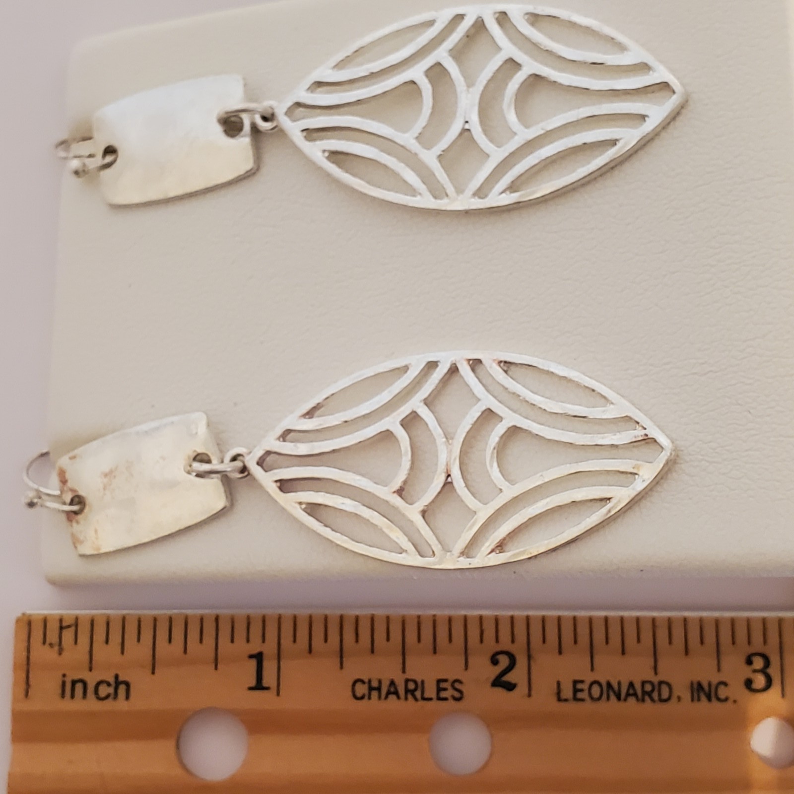 Silver Tone Hammered Rectangular & Geometric Fili… - image 7