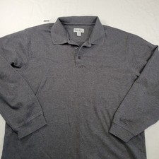 Walter Hagen Mens Charcoal Gray Long Sleeve Polo Shirt Size L Cotton Blend Golf
