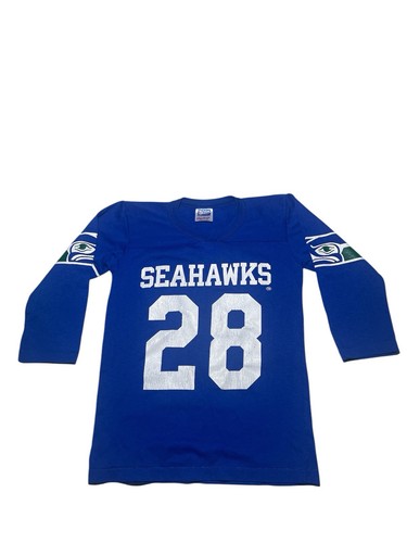 Vintage 80's Rawlings CURT WARNER No. 28 SEATTLE SEAHAWKS Football sz M 10-12 Y - Picture 1 of 3