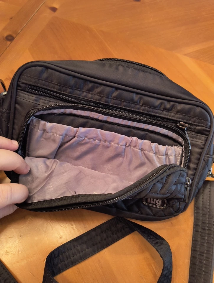 Lug 旋转木马 尼龙 可转换钱包 包 斜挎包 RFID 拉链锡纸 旅行 黑色 — 第 2/4 张图片