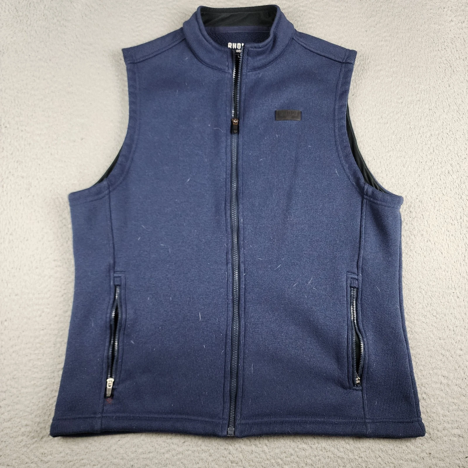 Rhone Vest Mens Large Blue Full Zip Bond Fleece Lined Golf Outdoors Casual