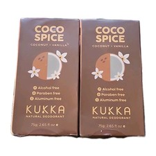 2 Pk Kukka Natural Aluminum Free Alcohol, Paraben Free Long Last Coconut Vanilla