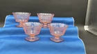 NORMANDIE PINK Footed SHERBET Dish Depression Glass by FEDERAL Vintage set 4