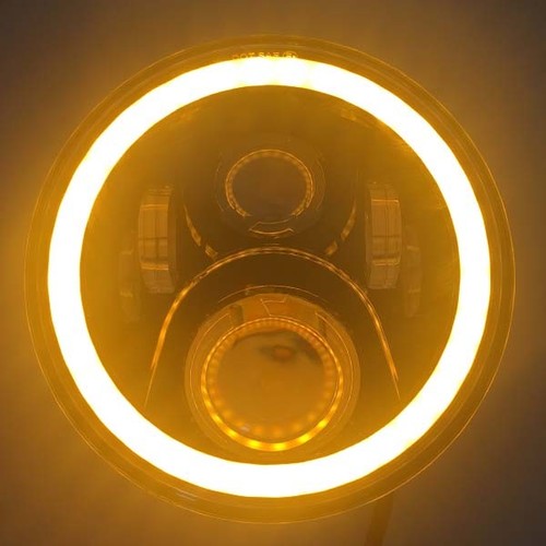Fari LED MOTO CAFE RACER 7"" + CUSTODIA 7"" 50W MARCATURA E - DRL HALO - Foto 6 di 11