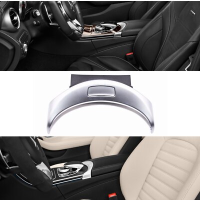 Front Center Console Cover For Mercedes-Benz C-Class & GLC (2015-2020) - Chrome Silver