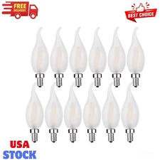 LED Candelabra Bulb 25W Equivalent 3000K Soft White Flame Tip Frosted Glass 2W L