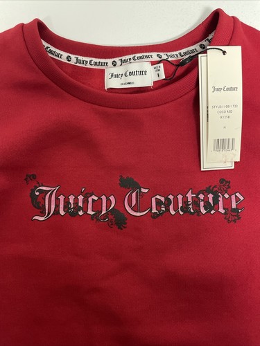Women's Juicy Couture Red Crop Top Crew Neck Sweatshirt Size Medium - Picture 3 of 4