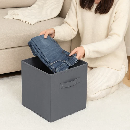 Cube Storage Boxes Fabric Box Organiser Foldable Collapsible Canvas Basket - Picture 3 of 6