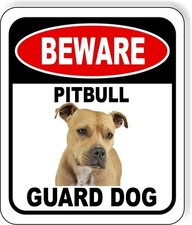 BEWARE PITBULL 2 GUARD DOG Metal Aluminum composite sign