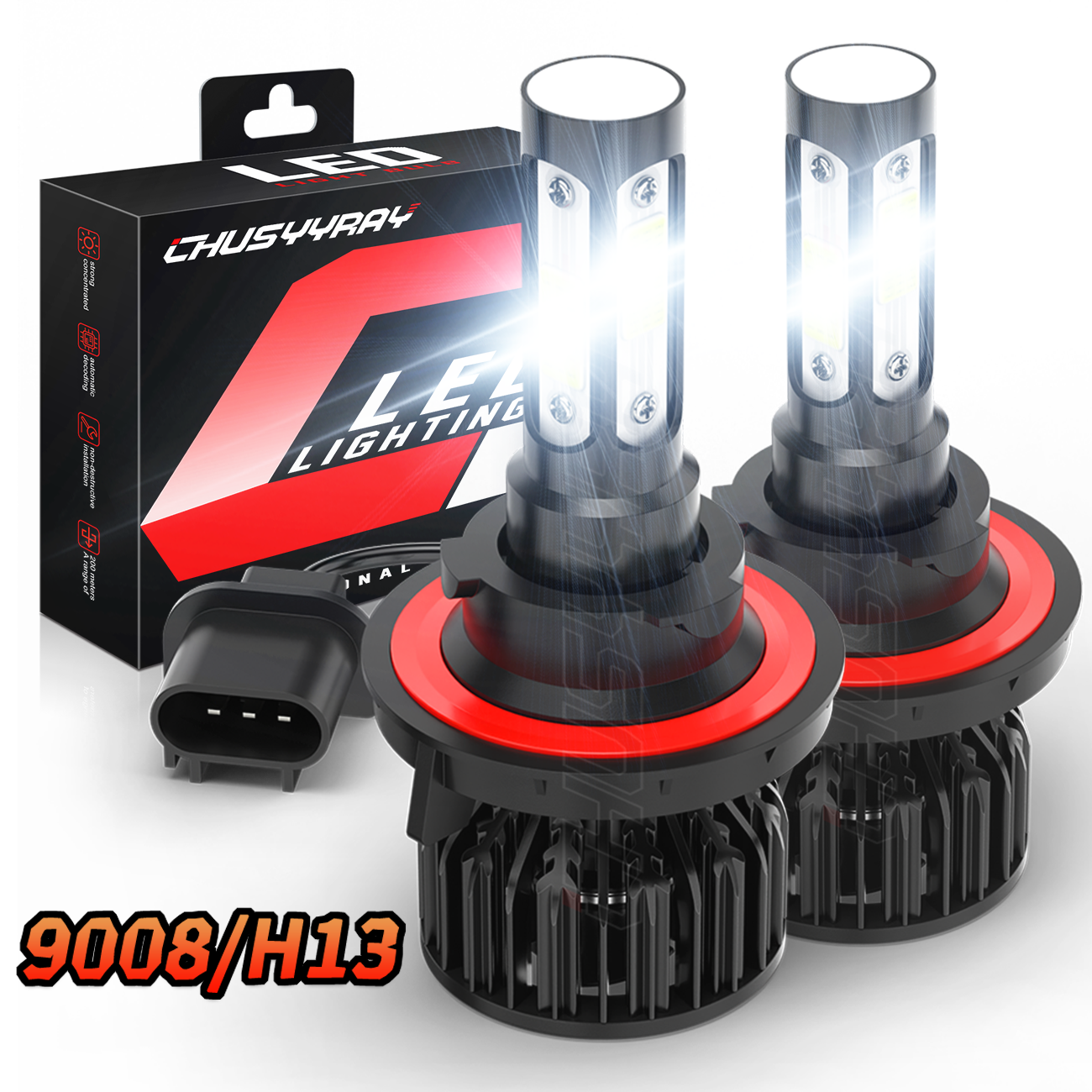 Super Bright H13 9008 LED Headlight Bulbs High Low Beam Compatible with Ford F150 2004-2014