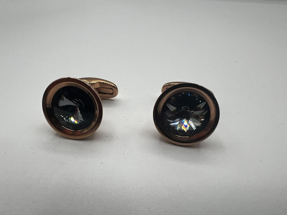 Swarovski Cufflinks Rose Gold Crystal Unisex Authentic - Image 2 of 3