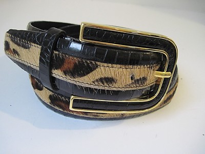 Sandy Duftler Designs Gold Leather Belt Size M/L Sandy Duftler Gold Latch Belt Black Leather Stretch Size  main image 3