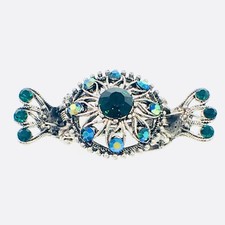 PROM Vintage Hair Claw Clip Jaw Hairpin use Swarovski Crystal Elegant Dark Green