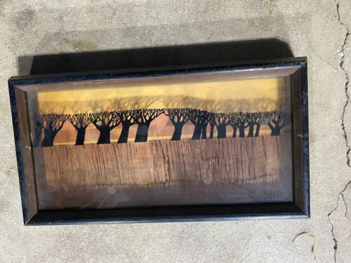 Vintage Virgil Thrasher Lucid Lines Series 2pc 3D Painted Glass Rare - Picture 2 of 11