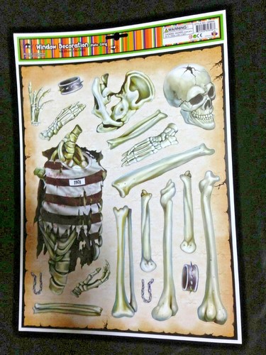 Haunted House Horror Props CREEPY DECAL CLINGS Halloween Decorations-SKULL BONES - Picture 2 of 2