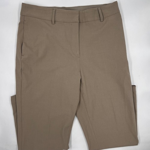 H&M Woimens Dress Pants Size 12 Beige Tan Flat Front Business Straight Leg