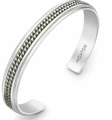 Hoxton London Ensemble De Jonc Bracelets Pyramide En Argent Sterling Homme - Photo 1/3