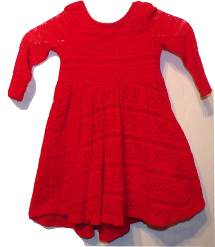 Fab kids GIRLS red embroidered lace knit lined dress 3/4 sleeve size 4 Mr