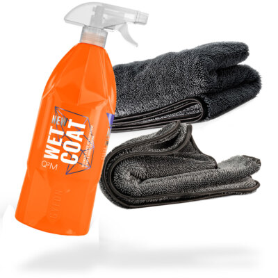GYEON Q2M Wet Coat 1L + Microfaser Trockentuch 40x40cm + 50x80cm 1000 GSM grau 