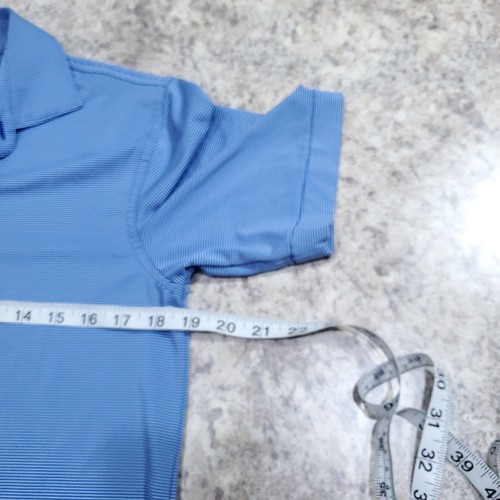 Peter Millar Summer Comfort Polo Shirt Youth Large Blue Striped Performance Golf - Picture 4 of 11