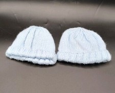 Hand Knitted Light Blue Baby Hats