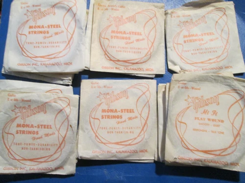 LOT of 17 Vintage '50s GIBSON Guitar  Sonomatic Mona-Steel 'A' & 'E' STRING !