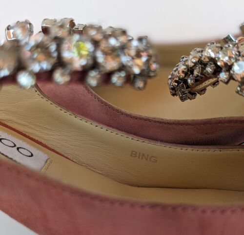 Jimmy Choo Bing Crystal Strap Suede Leather Mules Pink Size 36 EU | 3 UK | 6 US - Picture 12 of 16