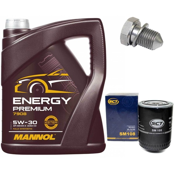 MotoröL Set 5W-30 5 Liter + ÖLfilter + ÖLablassschraube FüR VW Passat 1.9 TDI-image