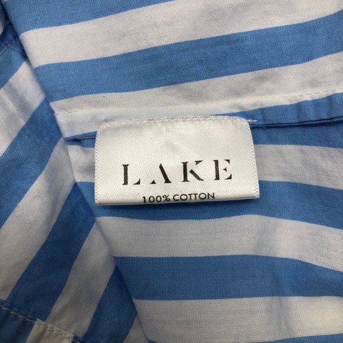 Lake Buttondown Pajama Top Size S Blue White Bold Stripe - Picture 6 of 7