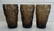 Vintage Set Of 3 Bryce Glass El Rancho Brown Dimple Textured 12 Oz Tumblers