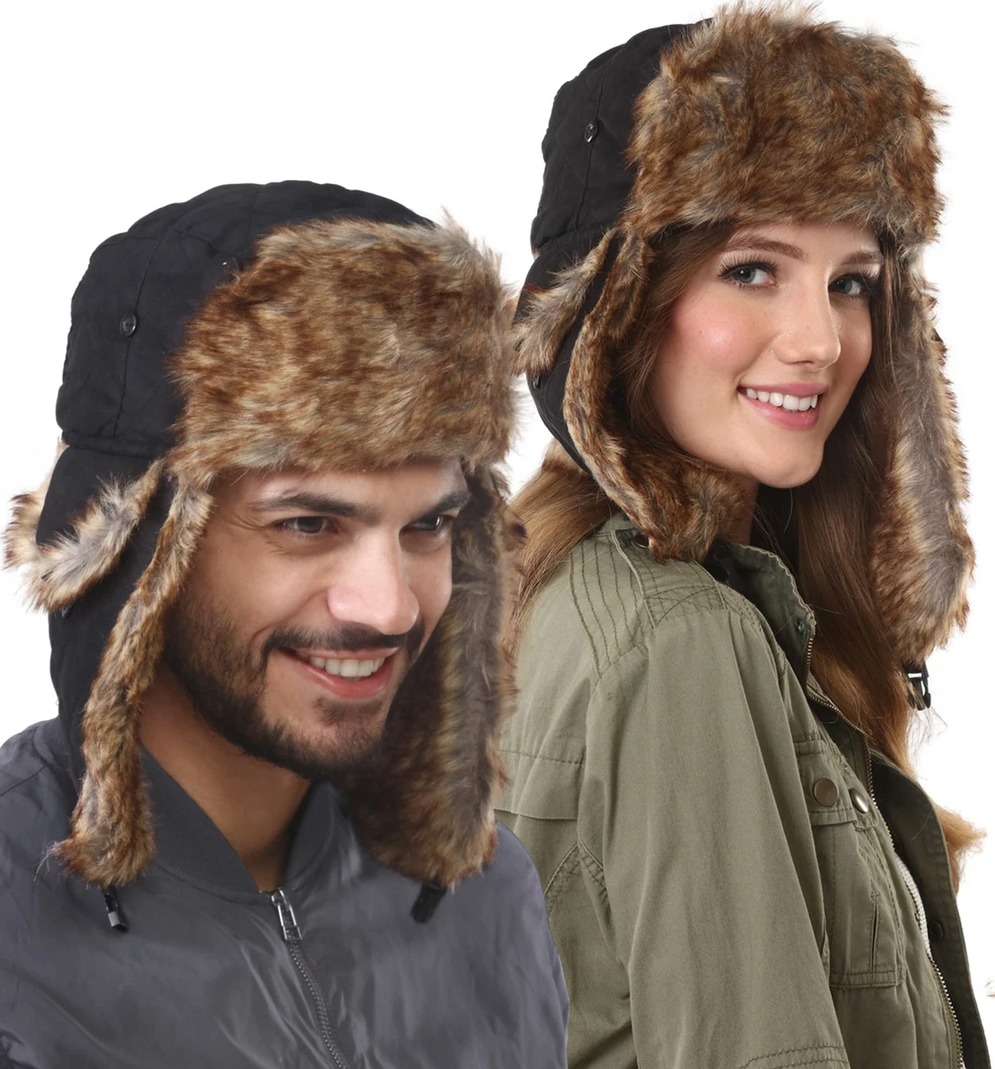 Toque Russe En Fourrure Homme, Bonnet Chapka URSS Avec Rabats