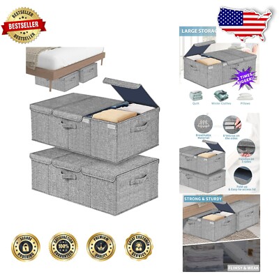 Ultra-Large 10'' Tall Under Bed Storage Containers - 2 Pack, Gray Fabric Bins