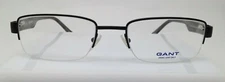 GANT G Graham Black SBLK Rectangle Semi Rimless Eyeglasses Frame 56-21-145 RX