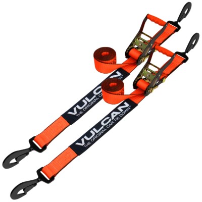 VULCAN Car Tie Down, Twisted Snap Hooks - 96'', 2 Pack - PROSeries - 3300 lbs SWL