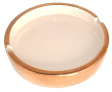 Vintage Ashtray 1983 JARU CERAMIC Large Gold Trim MOD Geo Retro Man Cave