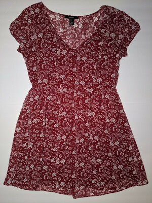Forever 21 red floral Fit and Flare Mini Skater dress Women's Small