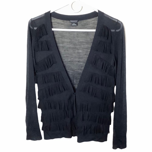 Club Monaco Sheer Black Ruffle Front 