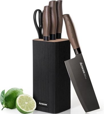 Knife Set, 6-Piece Kitchen Knife Set with Block, High Carbon Stainless Steel