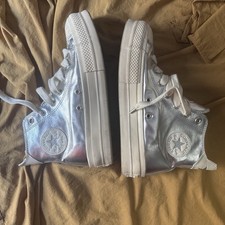 Converse Chuck Taylor All Star Lift High Metallic Pure Silver Women s 9