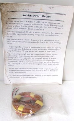 Vintage Joe Tate Ambient Power Module DIY Kit RF Energy Harvester Patent 4628299