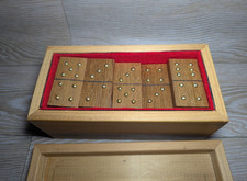 Tactile Wood Dominoes Home Made Hand Made Easy to See Dominoes Wood Box - Used