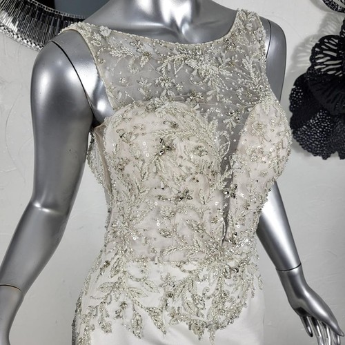 NWOT~$2600~JUSTIN ALEXANDER~SZ 6~IVORY EMBELLISHED MERMAID WEDDING DRESS GOWN - Picture 14 of 24